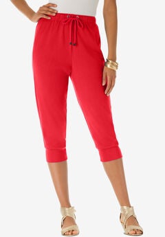 Drawstring Soft Knit Capri Pant
