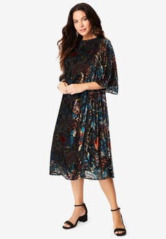 Velvet Burnout Swing Dress