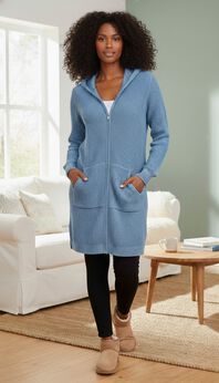 Waffle Mega Length Zip Hoodie