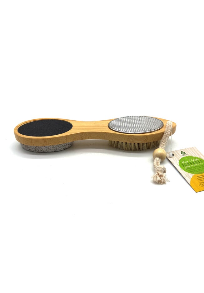 4 In1 Foot Scrubber Bamboo Handle & 4 Unique Surfaces, , alternate image number null