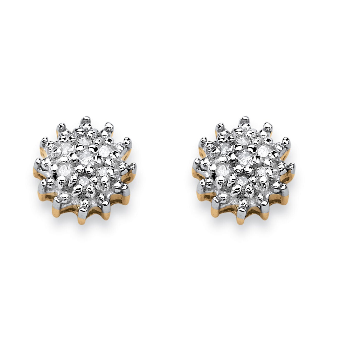 Diamond Accent Starburst Stud Earrings in Solid 10k Gold, WHITE, hi-res image number 0
