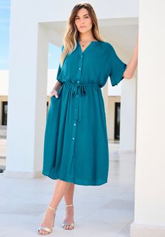 Button Down Crinkle Dress