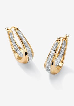 Gold-Plated Hoop Earrings with Diamond Accent