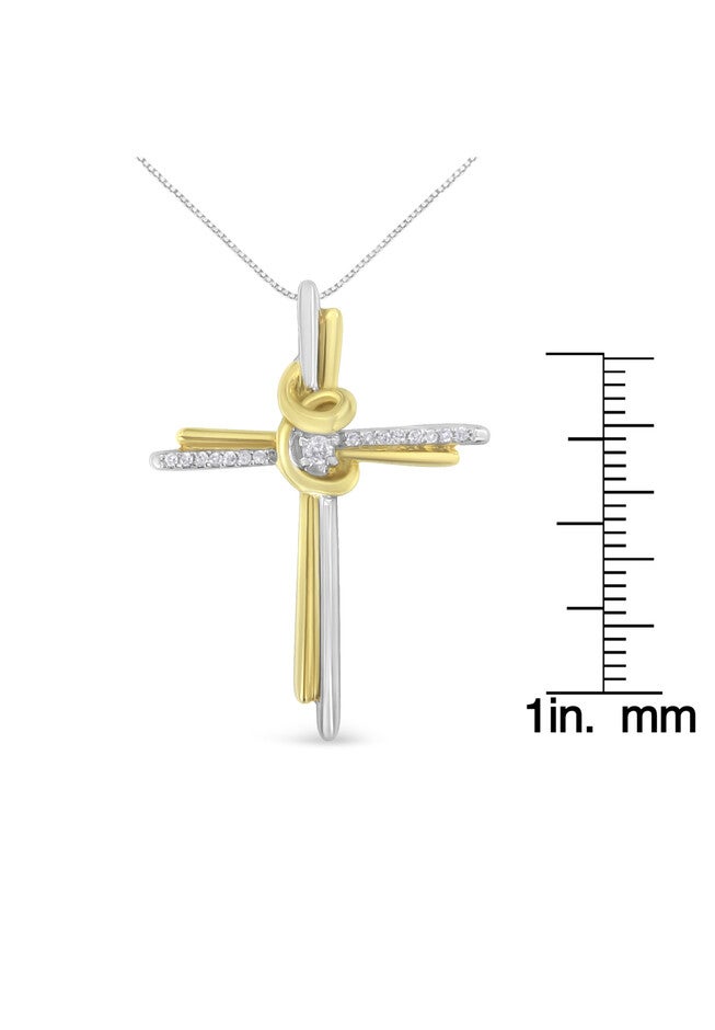 Yellow & White Gold Diamondaccented Cross Pendant Necklace, , alternate image number 4