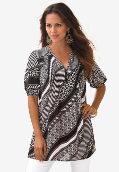 Printed Y-Neck Georgette Top