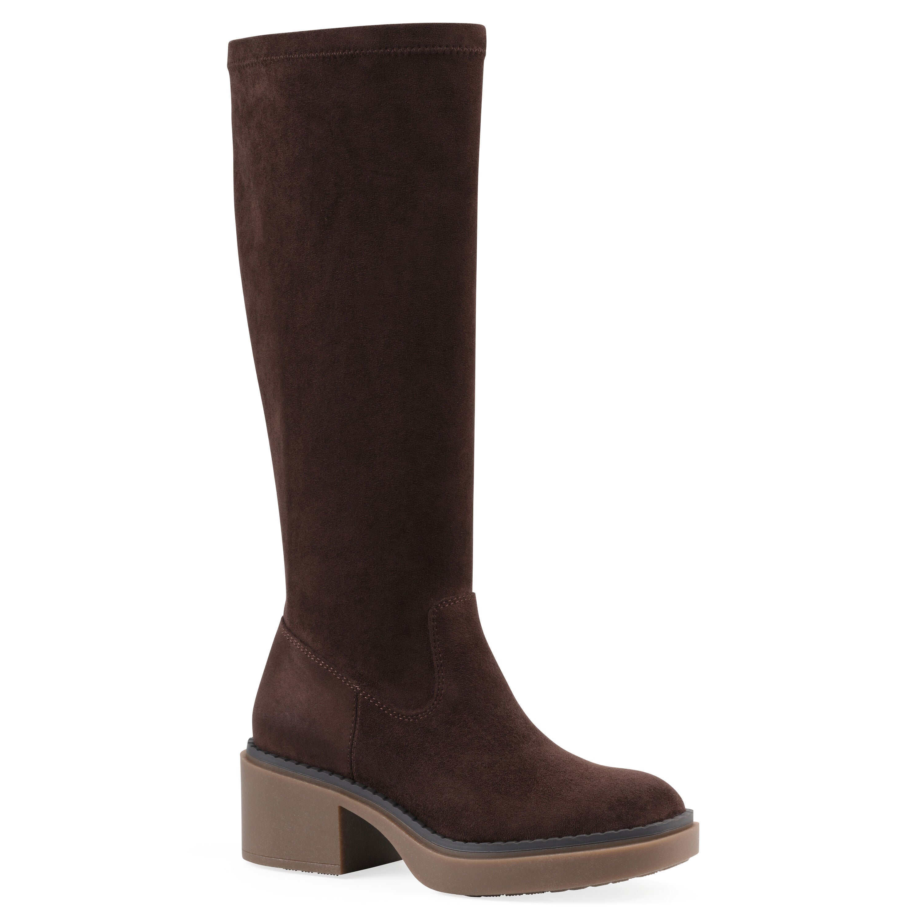 Marcella Tall Shaft Block Heel Boot, BROWN FABRIC, hi-res image number 0
