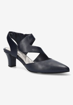 Navy Satin Pumps