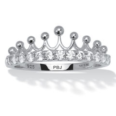0.46 TCW Round Cubic Zirconia Sterling Silver Crown Ring