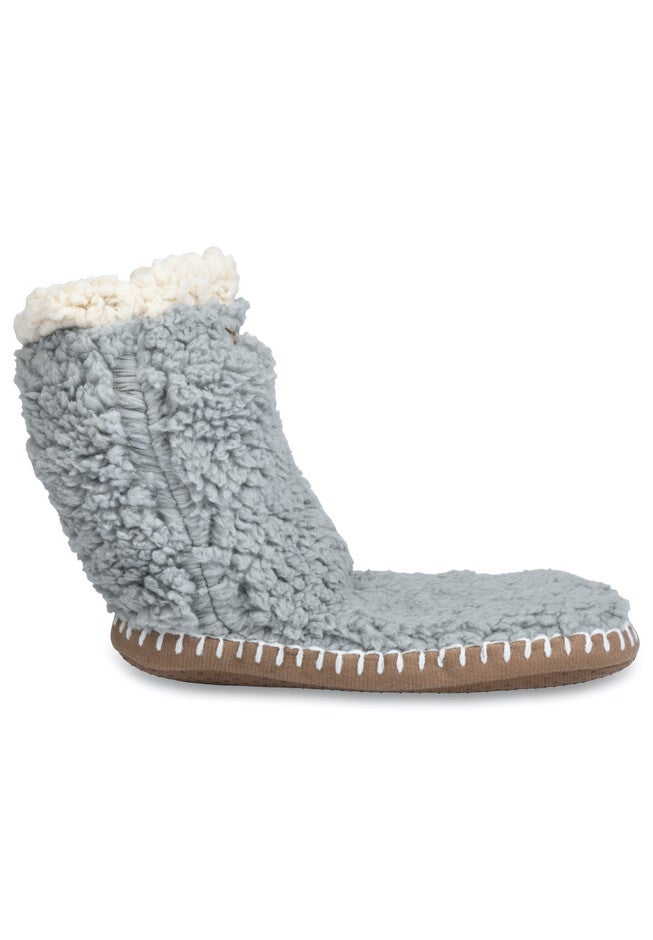 Womens Faux Shearling Slipper Sock With Sidewall Slippers, , alternate image number null
