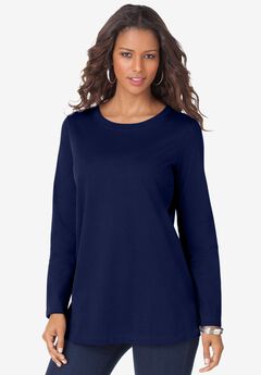 Plus Size Cotton Ultimate Long Sleeve Crewneck Tee