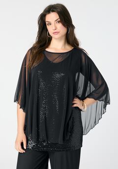 Georgette Mesh Overlay Top