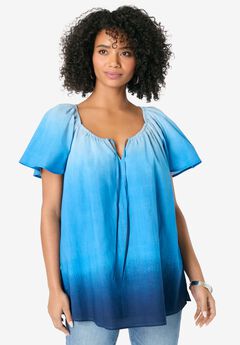 Embroidered Ruffle Blouse