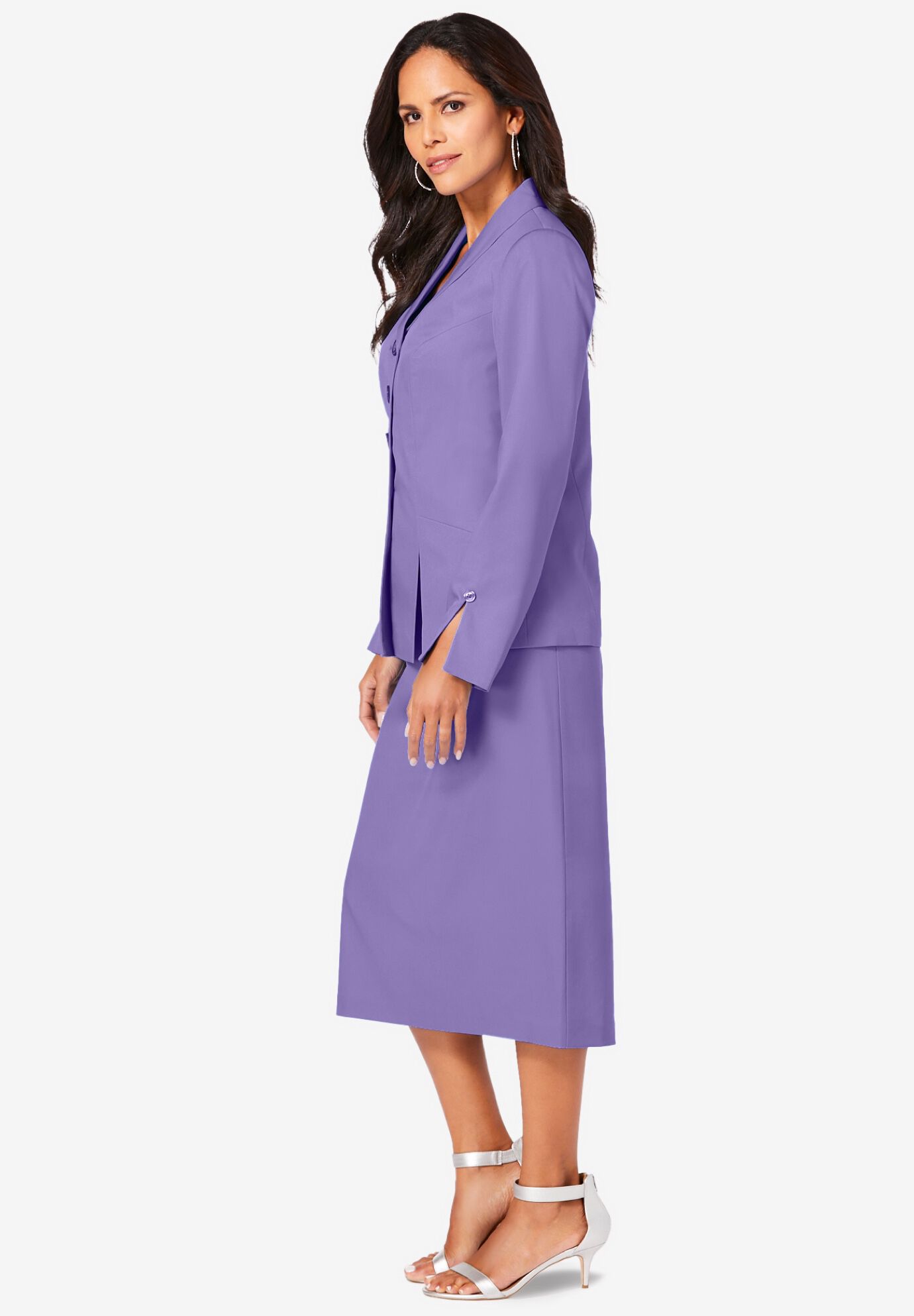 Plus Size Long Sleeve Shawl-Collar Jacket & Sheath Skirt Set &ndash; 2-Piece Suit, , on-hover image number 1