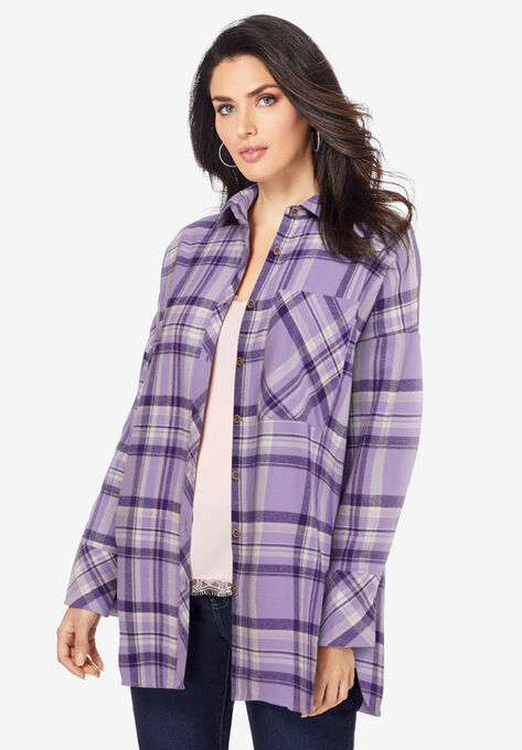 Flannel Tunic, LAVENDER PLAID (YARN-DYE), hi-res image number null