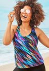 Chlorine Resistant Racerback Tankini Top, MULTI DIAGONAL, hi-res image number null