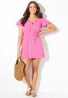 Button Front Flutter Sleeve Tunic, WATERMELON SUGAR, hi-res image number null