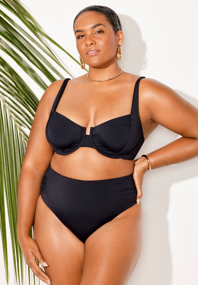 Essentials Sweetheart Underwire Shirred Swim Bikini Set, , hi-res image number null