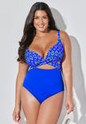 Cut Out Underwire One Piece Swimsuit, BLUE FIESTA, hi-res image number null