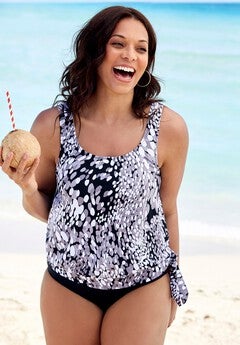 Side Tie Blouson Tankini Top