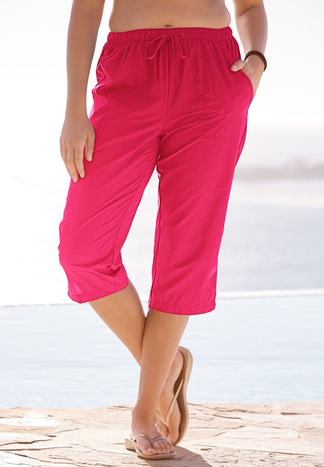 Taslon® Capri Swim Pant, RED, hi-res image number 0
