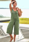 Brittany Button Front Jumpsuit Cover Up, OLIVE, hi-res image number null