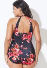 Chlorine Resistant H-Back Sarong Front One Piece Swimsuit, , on-hover image number null