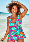 V-Neck Flowy Tankini Top, HULA PALM, hi-res image number null