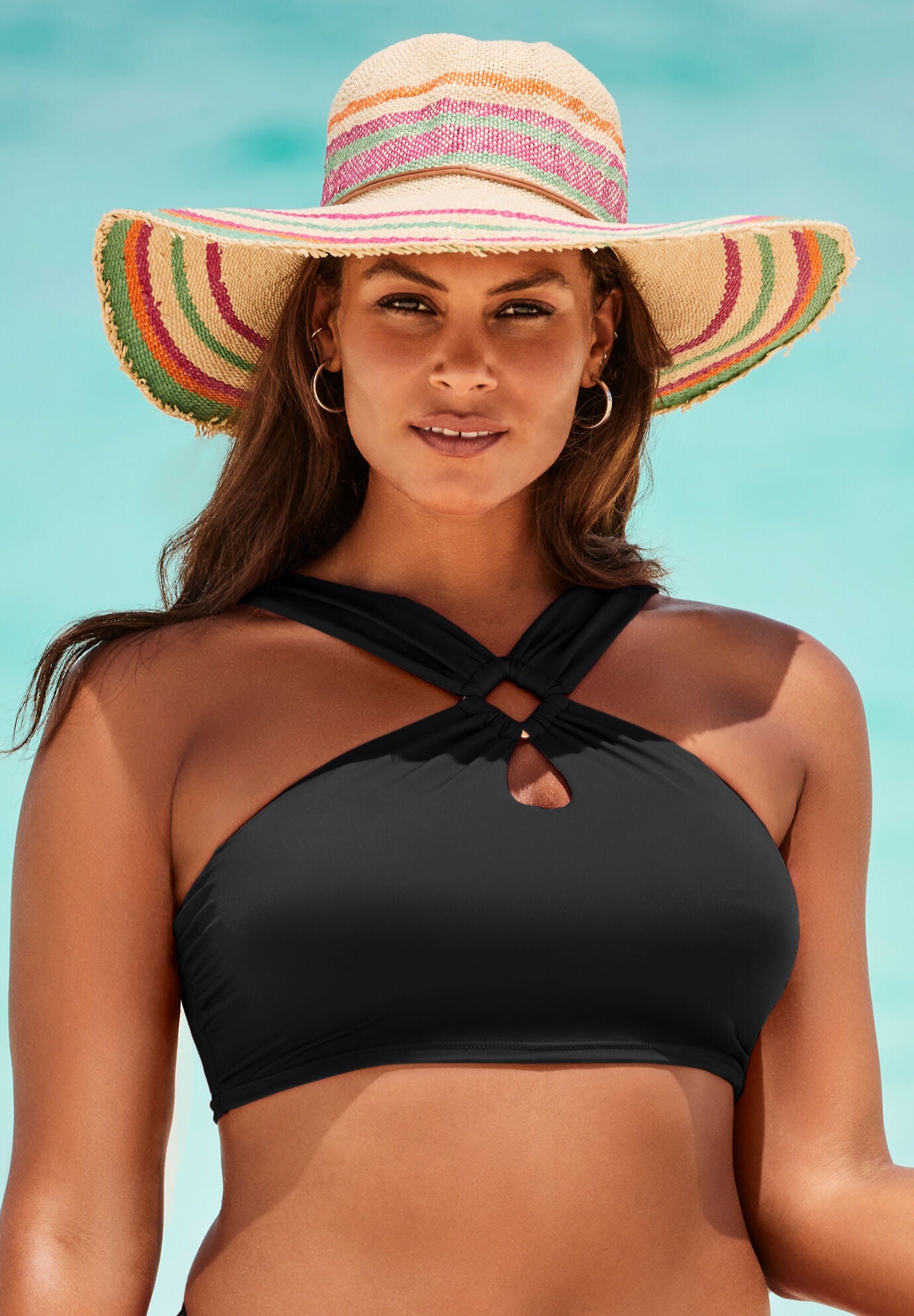 Fashionable High Neck Halter Bikini Top Black Roaman s