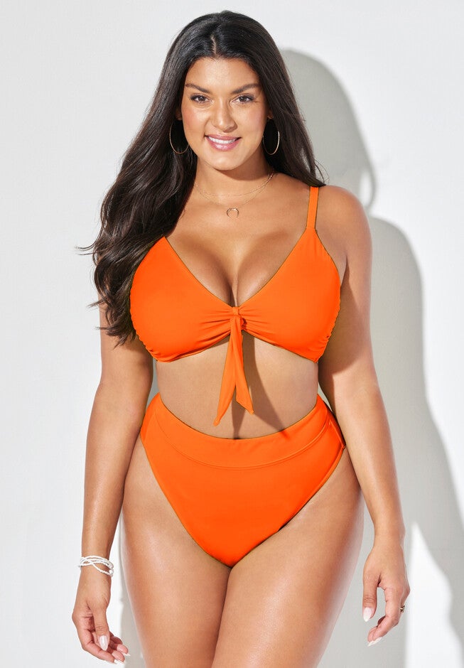 Mentor Tie Front High Waist Bikini Set, , hi-res image number null