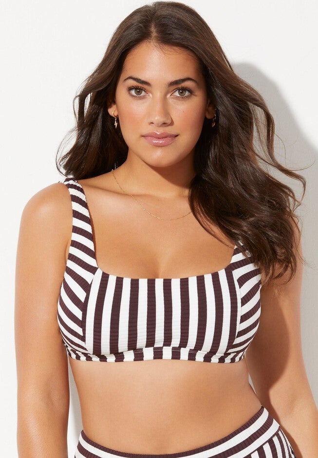 Maestro Ribbed Square Neck Bikini Top, , alternate image number null