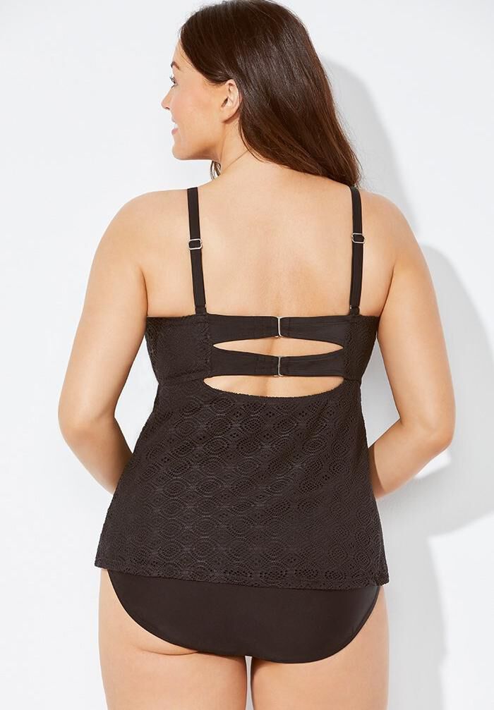 Faux Flyaway Crochet Underwire Tankini Set, , on-hover image number 1