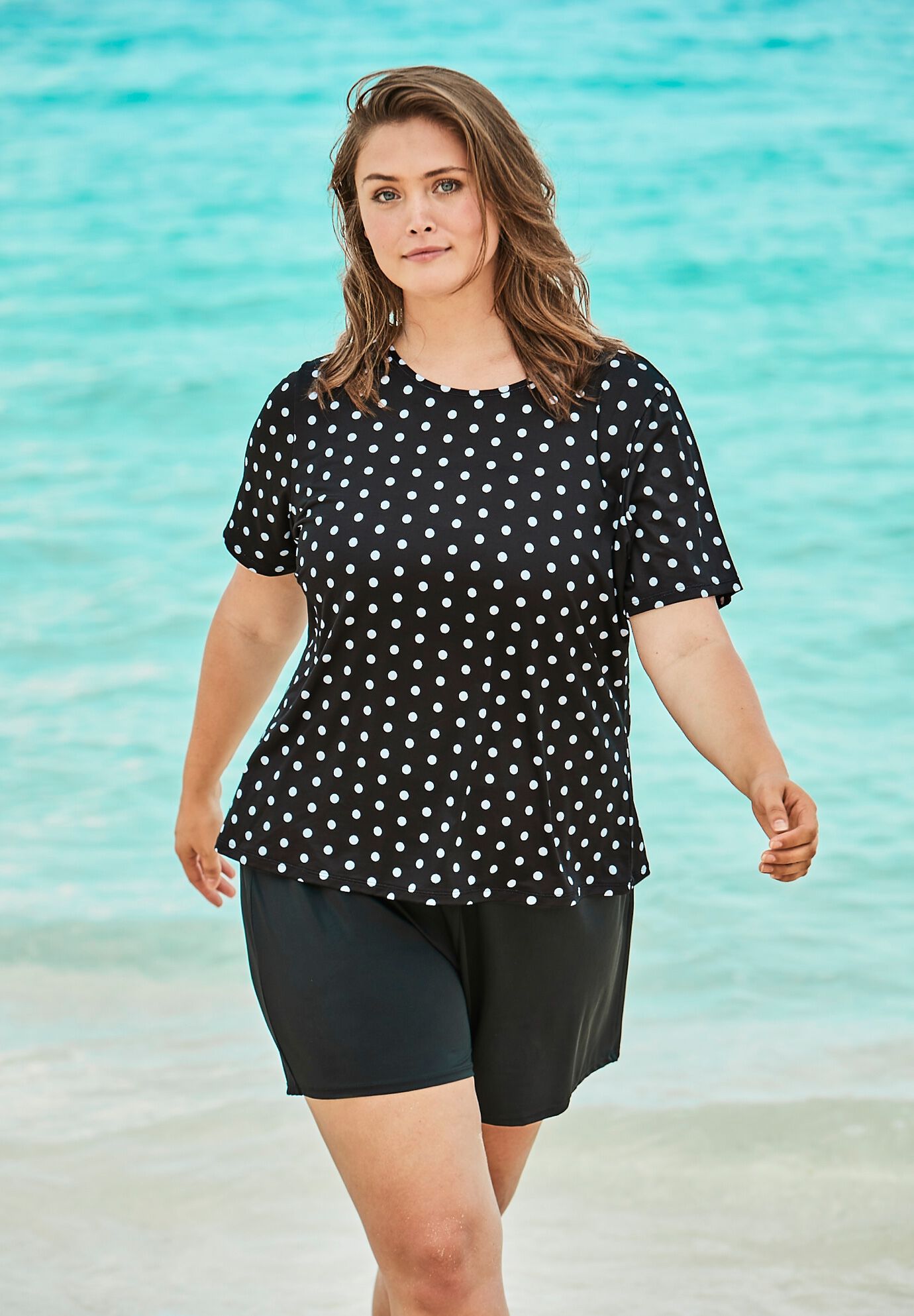The Swim Tee, BLACK DOTS, hi-res image number 0