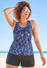 Chlorine Resistant Racerback Tankini Top, MULTI MIDNIGHT ABSTRACT, hi-res image number null
