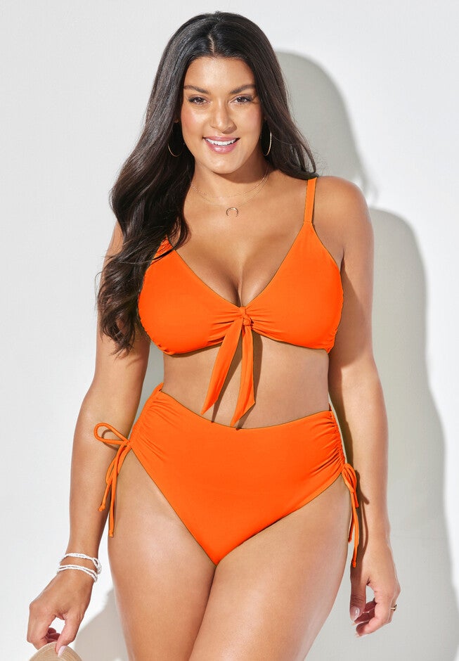 Mentor Tie Front High Waist Side Tie Bikini Set, , hi-res image number null