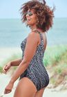Dotted Sarong Front One Piece Swimsuit, , alternate image number 3