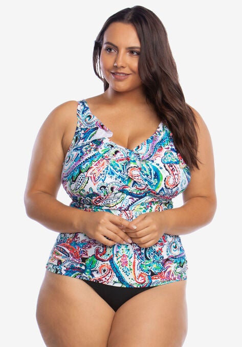 Ruffle Surplice Tankini Top By Chaps Plus Size Swimwear Roaman S