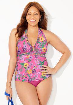 Braid Trim Halter Tankini Top