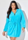 French Terry Tie Waist Hoodie Cover Up, , alternate image number null