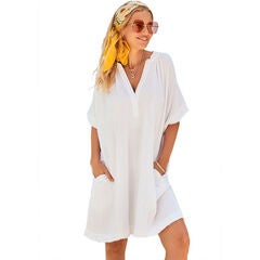 Gauze V-Neck Cover Up