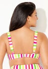 Striped Cup Sized Tie Front Underwire Bikini Top, , on-hover image number null