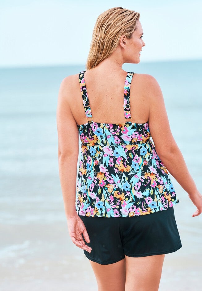Smocked High-Neck Tankini Top by Fit 4 U®, , on-hover image number null