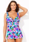 Longer Length Twist Front Tankini Top, , alternate image number null