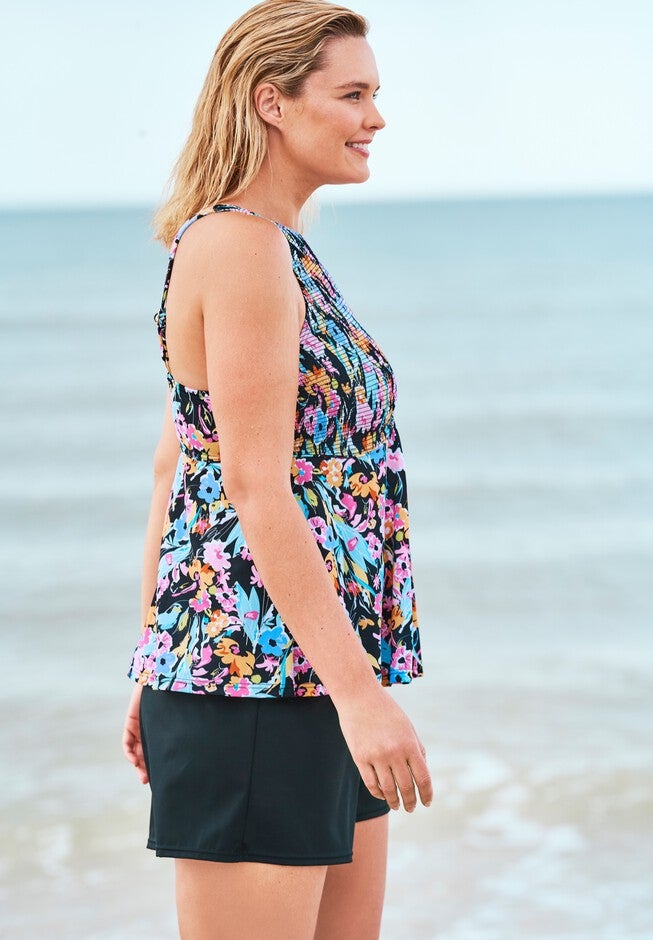 Smocked High-Neck Tankini Top by Fit 4 U®, , alternate image number null