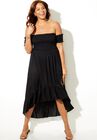 Lauren Smocked Off the Shoulder High Low Dress, , alternate image number null