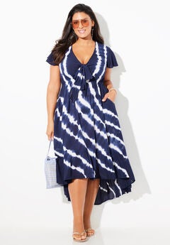 Tie-Dye V-Neck Cover Up Dress