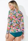 Chlorine Resistant Zip Up Swim Shirt, , on-hover image number null