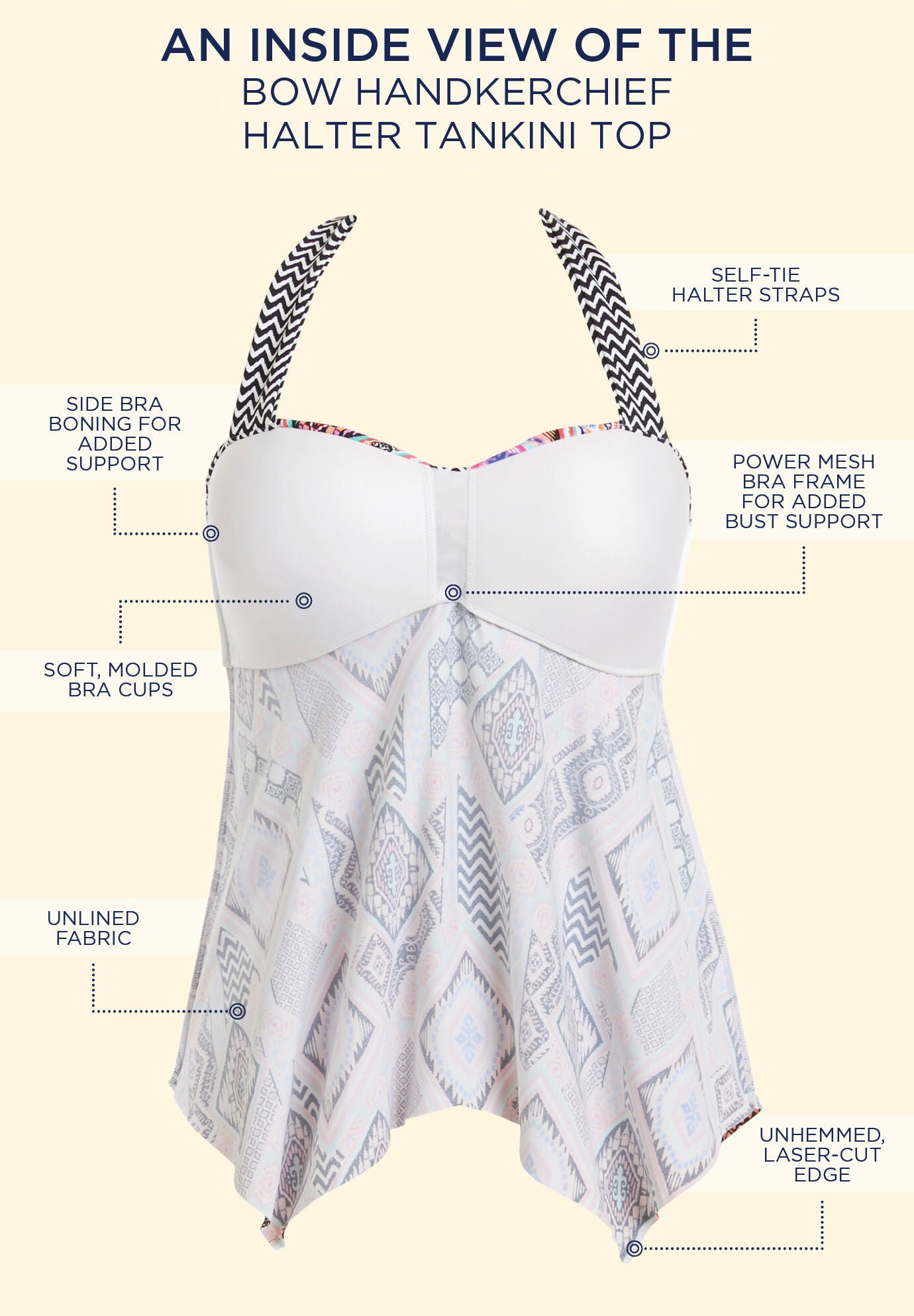 Bow Handkerchief Halter Tankini Top, , alternate image number 2