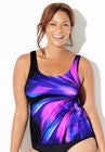 Chlorine Resistant Classic Tankini Top, FUCHSIA SUNBURST, hi-res image number null