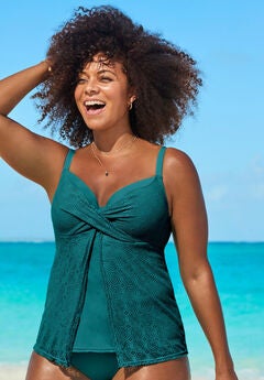 Faux Flyaway Crochet Underwire Tankini Top