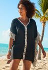 Emi Printed Trim Cover Up Tunic, BLACK SNOW LEOPARD, hi-res image number null
